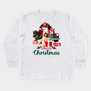 Goldendoodle Merry Christmas Truck Kids Long Sleeve T-Shirt